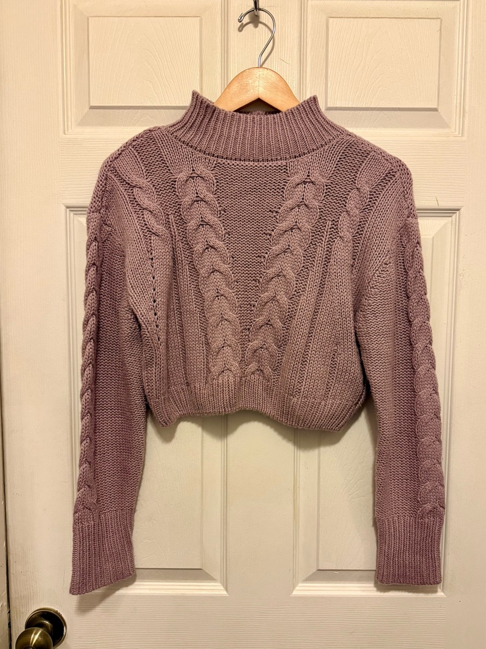 Lilac Cropped Knit Sweater